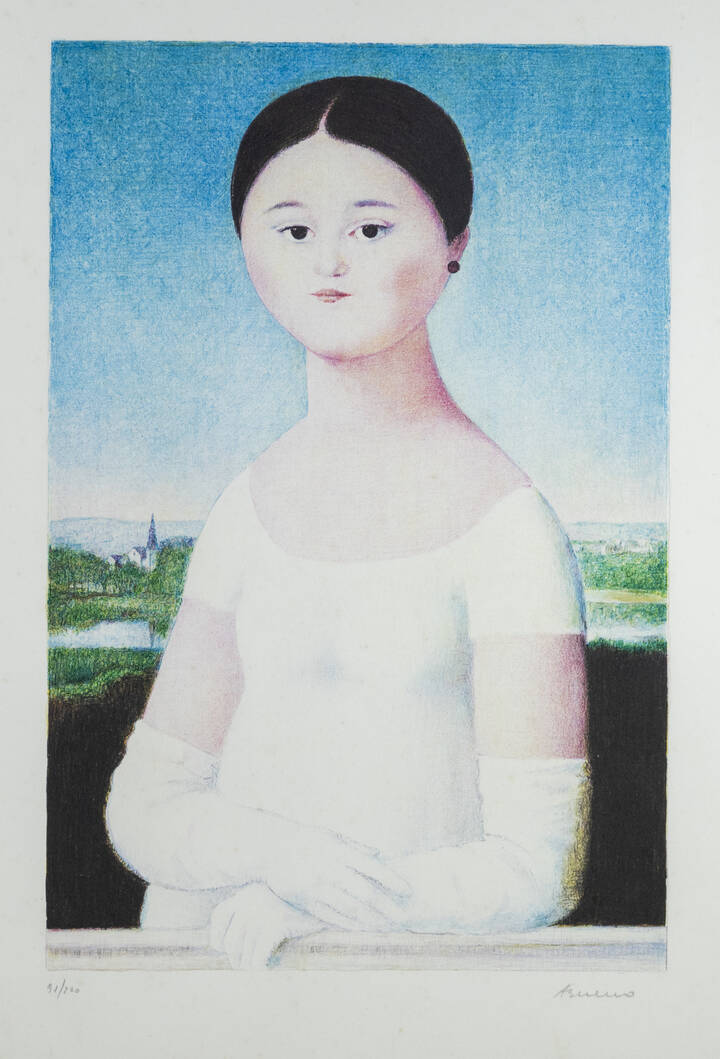 ANTONIO BUENO - 'Figura femminile con guanti' 