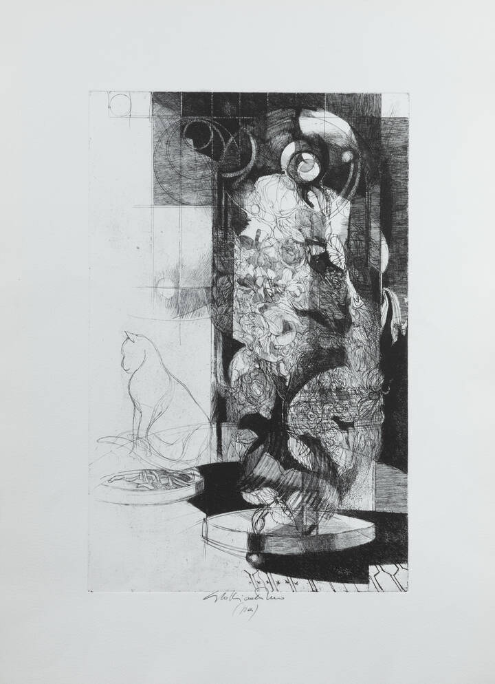 GIACOMO SOFFIANTINO - 'Composizione con gatto'