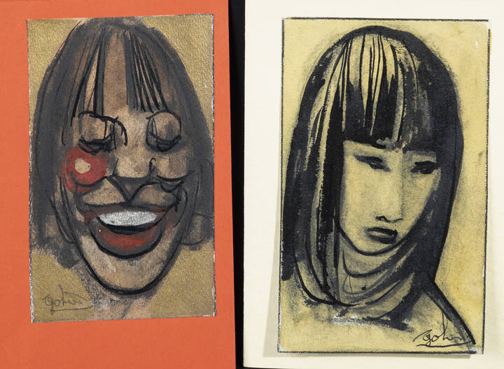 GOLIA (Eugenio Colmo) - Lotto di due disegni<br>A- 'Volto femminile esotico'<br>B- 'Volto femminile esotico'