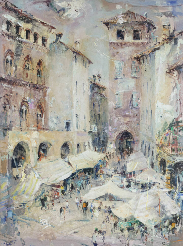 MICHELE BARETTA - 'Mercato sotto i portici del Principi d'Acaia' 1973