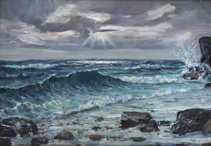 GIOVANNI ROVERO - 'Mare grosso a Noli' 1930