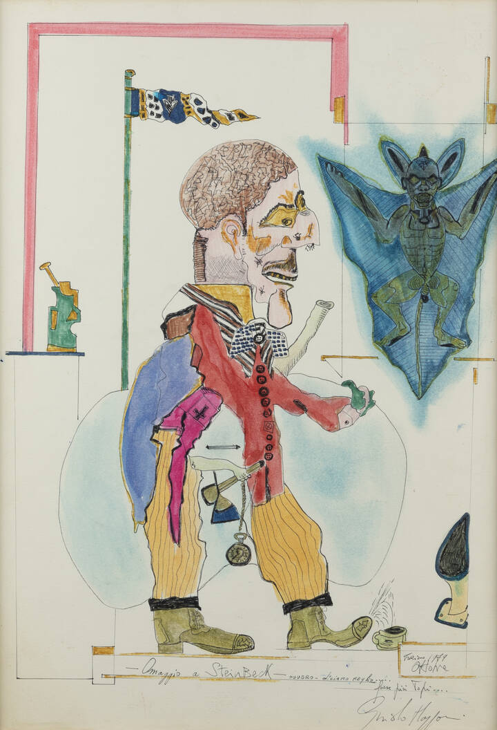 PITTORE NON IDENTIFICATO - 'Omaggio a Steinbeck', Torino, ottobre 1979