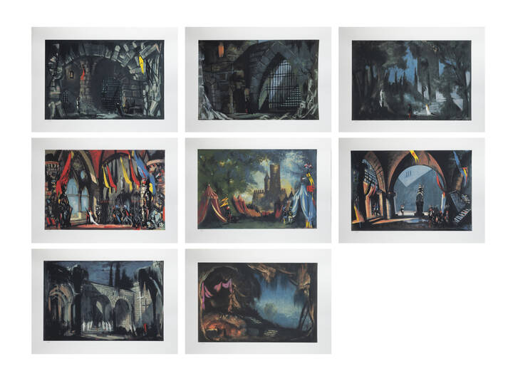 CARLO MATTIOLI - 'Scene di corte'-lotto di otto litografie