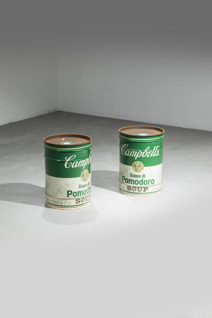 DINO GAVINA - Coppia di sgabelli contenitori omaggio ad Andy Warhol