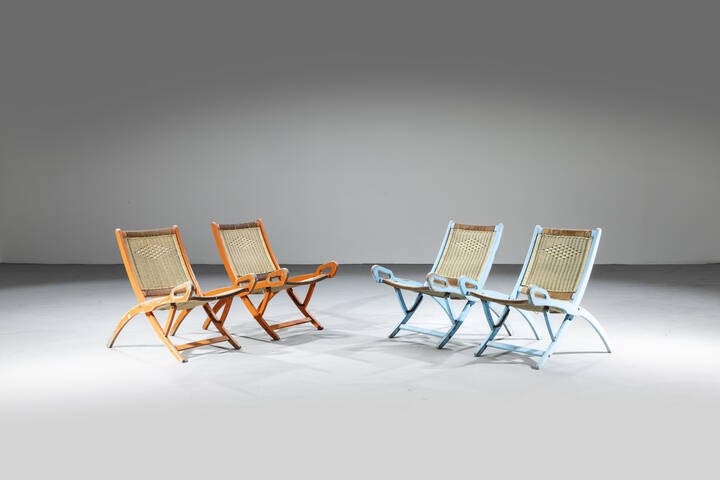 GIO PONTI - Quattro poltroncine pieghevoli mod. Ninfea