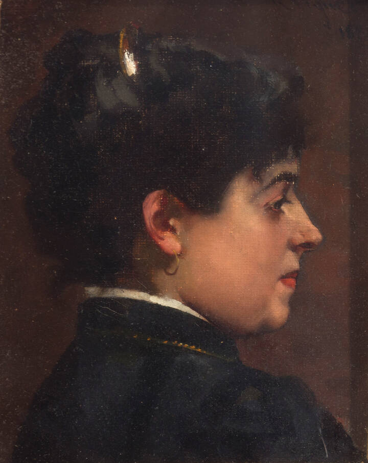 PITTORE ANONIMO - 'Profilo di dama' XIX secolo