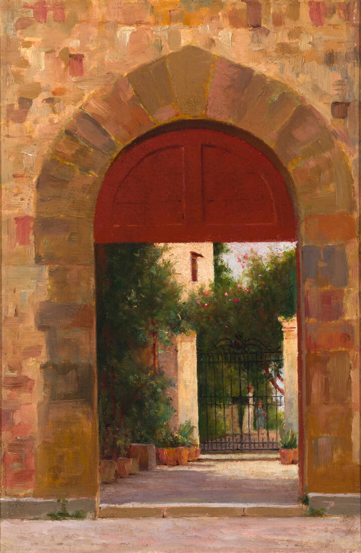 PITTORE ANONIMO - 'In giardino' XX secolo