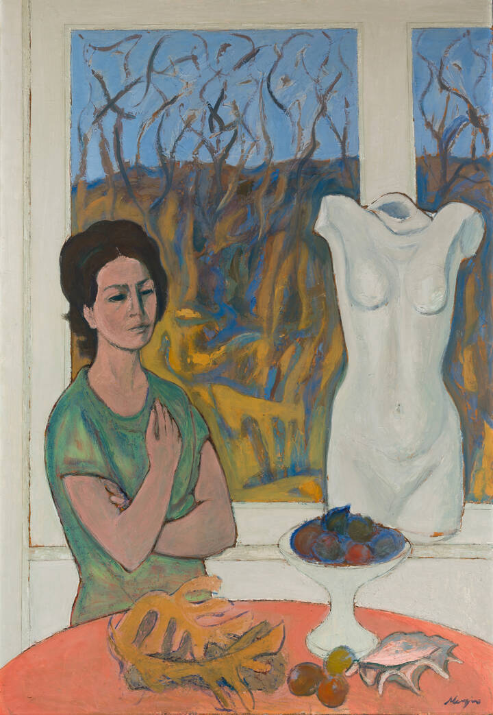 FRANCESCO MENZIO - 'Figura femminile e busto alla finestra'