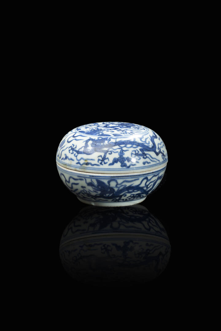 SCATOLA - Scatola in porcellana bianca e blu 