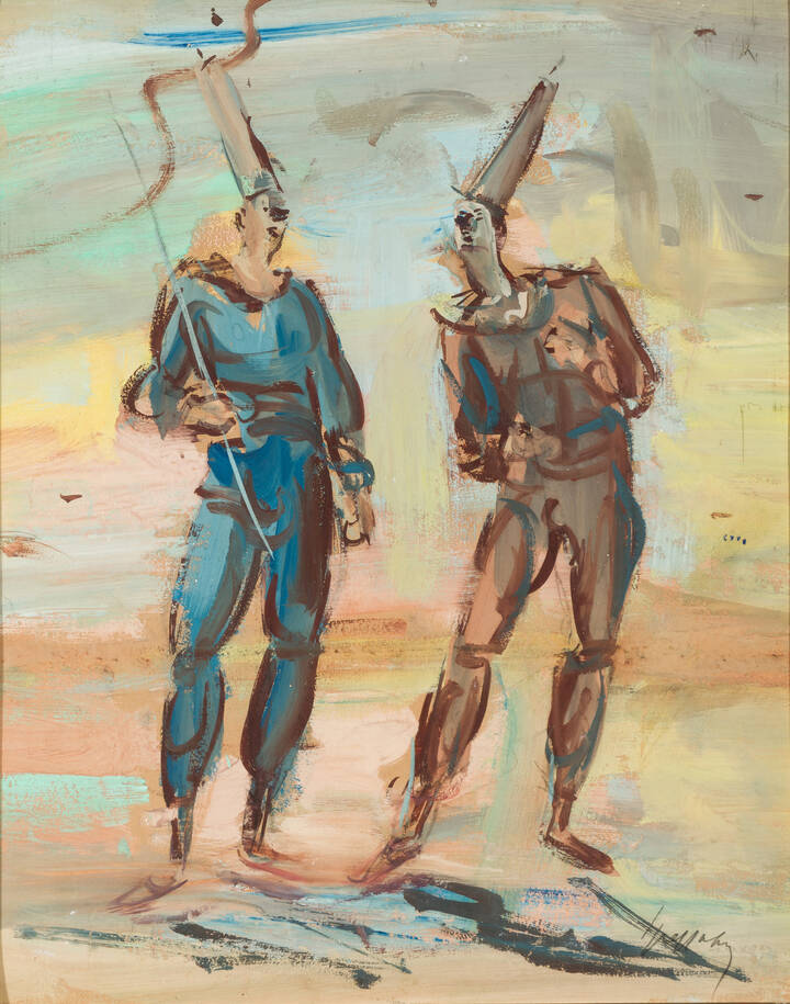 LUIGI SPAZZAPAN - 'Due pagliacci (Arlecchini)' 1936
