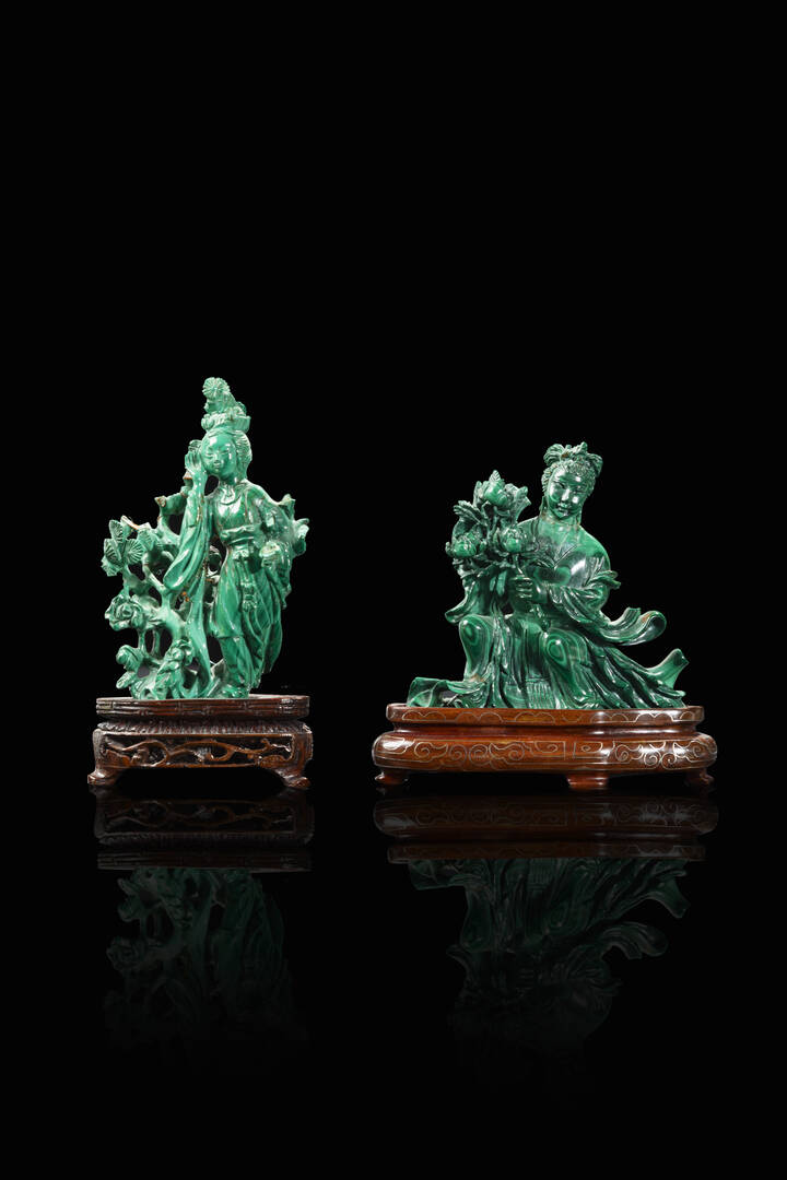 LOTTO DI DUE INTAGLI - Lotto composto da due intagli in malachite 