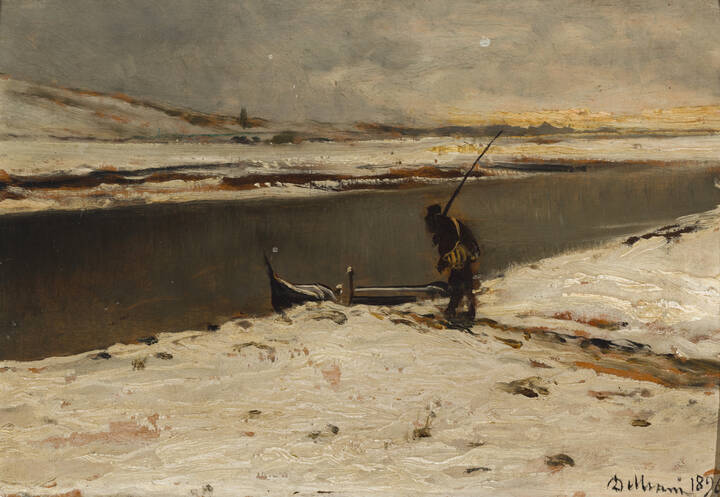 LORENZO DELLEANI - 'Scena di pesca' 1896