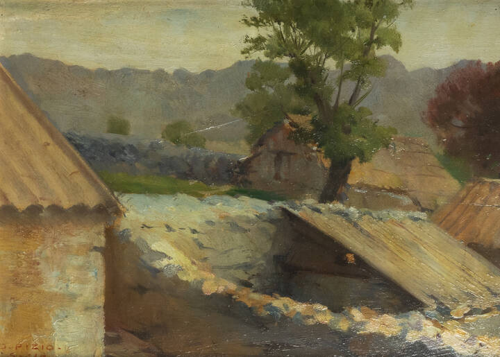 ORESTE PIZIO - 'Villaggio in Dalmazia (o Villaggio dalmata)' 22-5-919