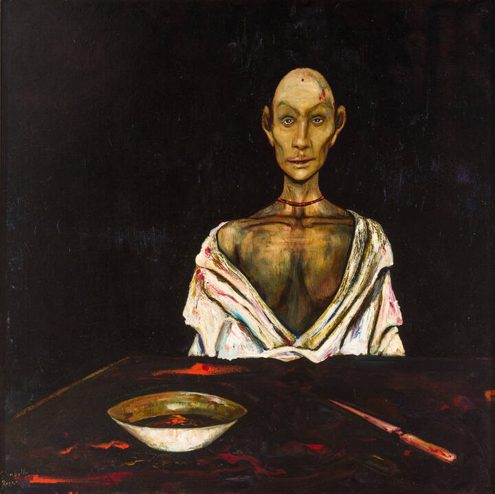 ENRICO COLOMBOTTO ROSSO - 'Figura al tavolo', primi anni '60