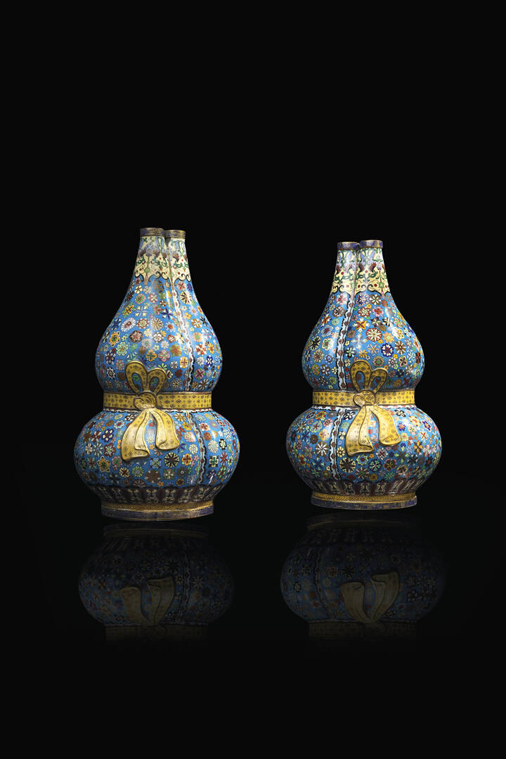 COPPIA DI VASI - Coppia di vasi in cloisonné