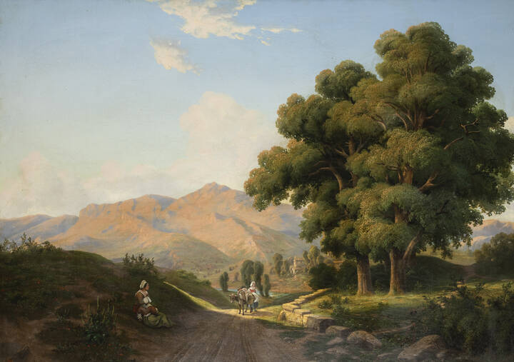 PITTORE ANONIMO - 'Paesaggio con figure'