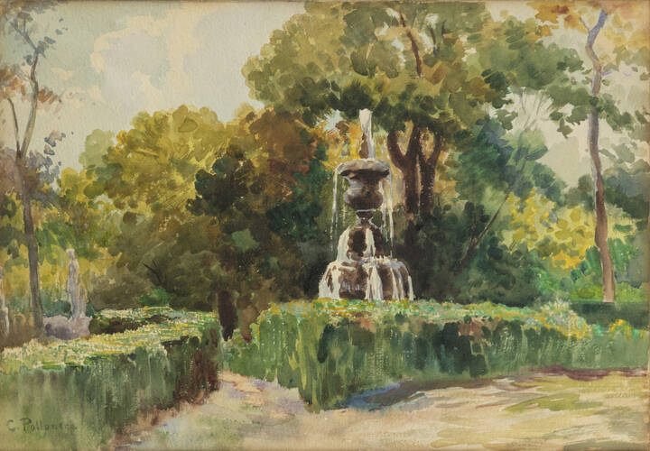 CARLO POLLONERA - 'Parco con fontana'
