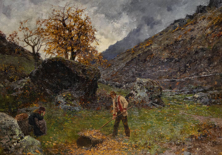 SERAFINO GRASSI - 'La raccolta delle foglie' 1892