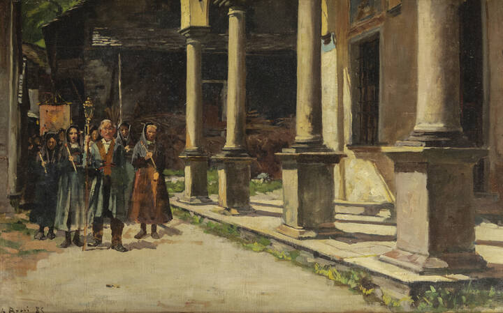 ALBERTO ROSSI - 'Processione a Campertogno' 1885