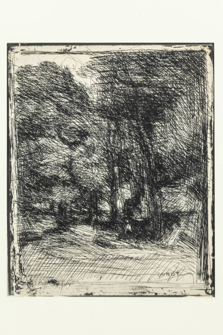 JEAN-BAPTISTE-CAMILLE COROT - 'Paesaggio con figura'