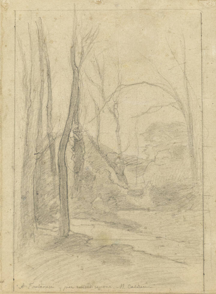 ANTONIO FONTANESI - 'Paesaggio con pioppi'