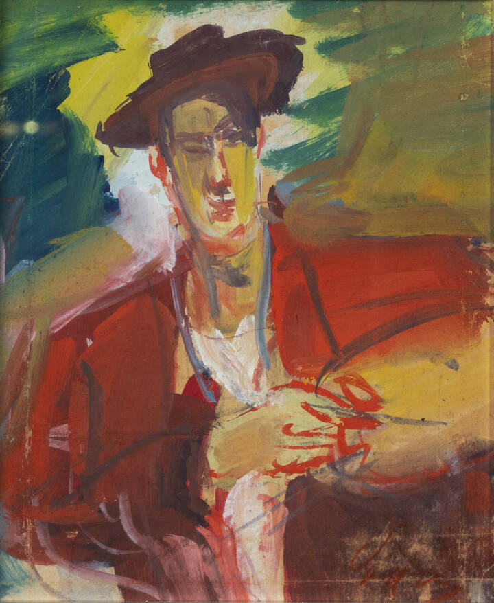 LUIGI SPAZZAPAN - 'Autoritratto con cappello e tavolozza' 1937 circa