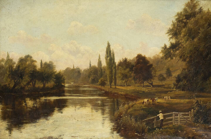 PITTORE INGLESE DELL'800 - 'The Thames at Shiplake'