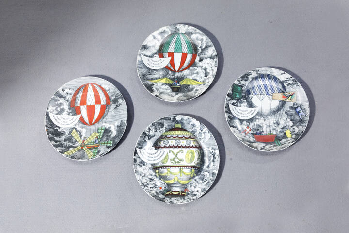PIERO FORNASETTI - Quattro piatti della serie Mongolfiere