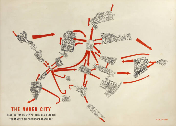 GUY DEBORD - 'The Naked City: illustration de l'hypothése des plaques tournantes en psychogeographique' 1957 (?)