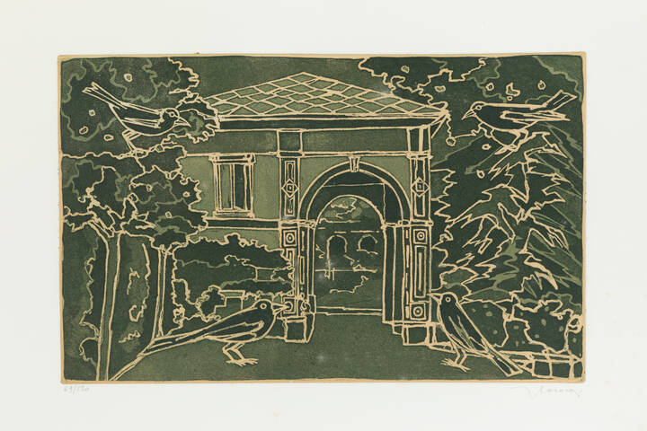 FRANCESCO CASORATI - 'Paesaggio con architettura e uccelli'