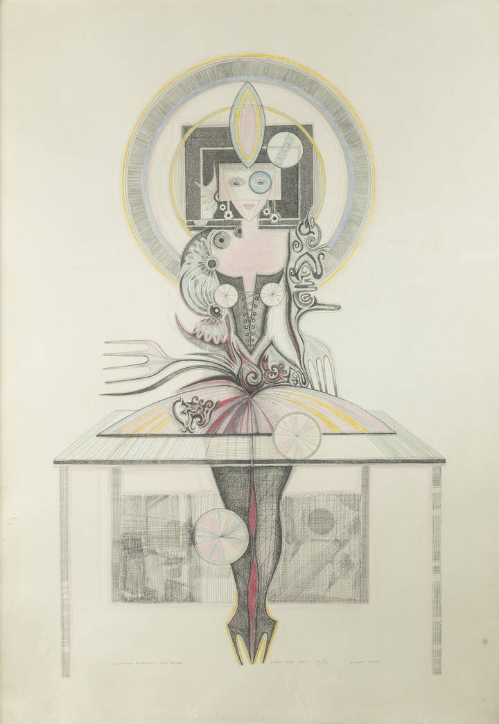 PONTE CORVO (Raffaele Pontecorvo) - 'Composizione femminile', 1973