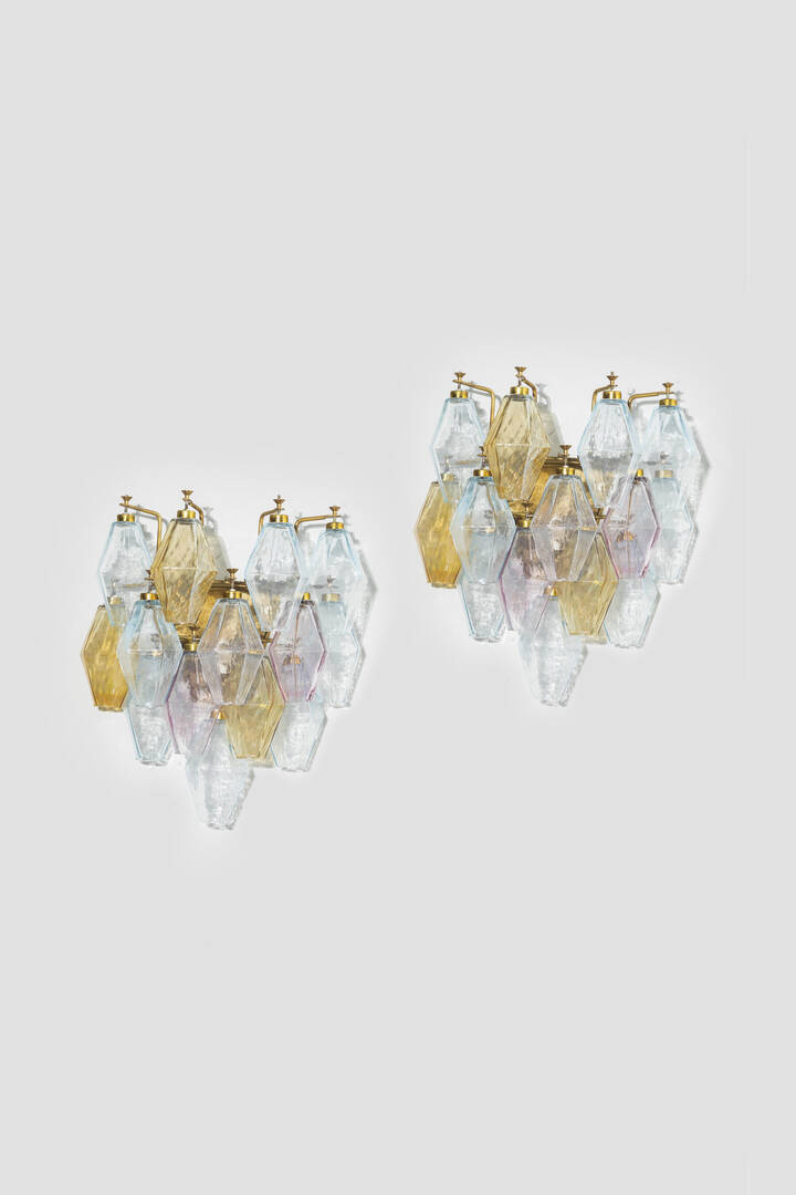 PAOLO VENINI - Coppia di appliques  mod. Poliedri