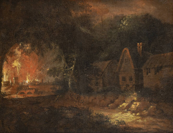 PITTORE ANONIMO FIAMMINGO - 'Incendio di Troia'