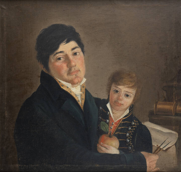 PITTORE ANONIMO - 'Ritratto di padre e figlio'