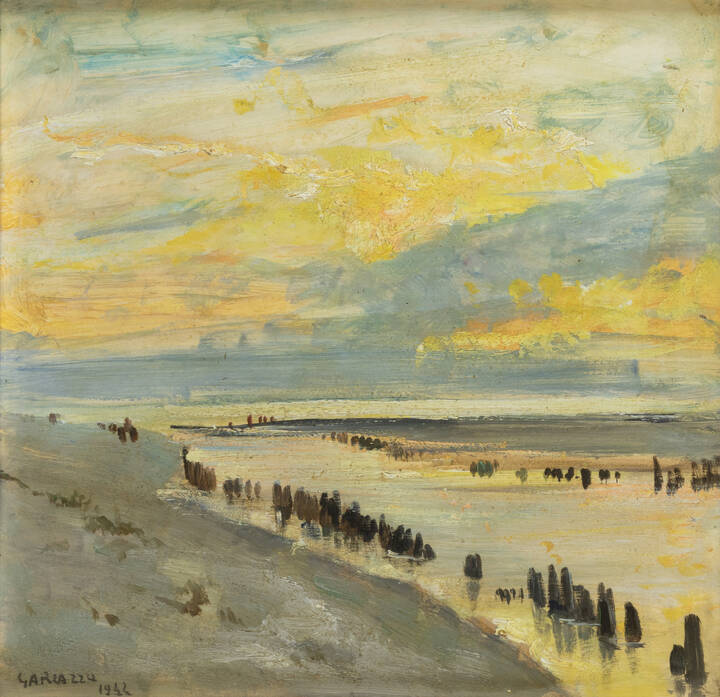 PIER ANTONIO GARIAZZO - 'Veduta sulla spiaggia' 1942