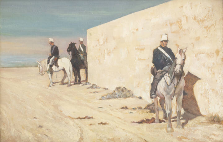 PITTORE ANONIMO - 'Gendarmi a cavallo' XIX secolo