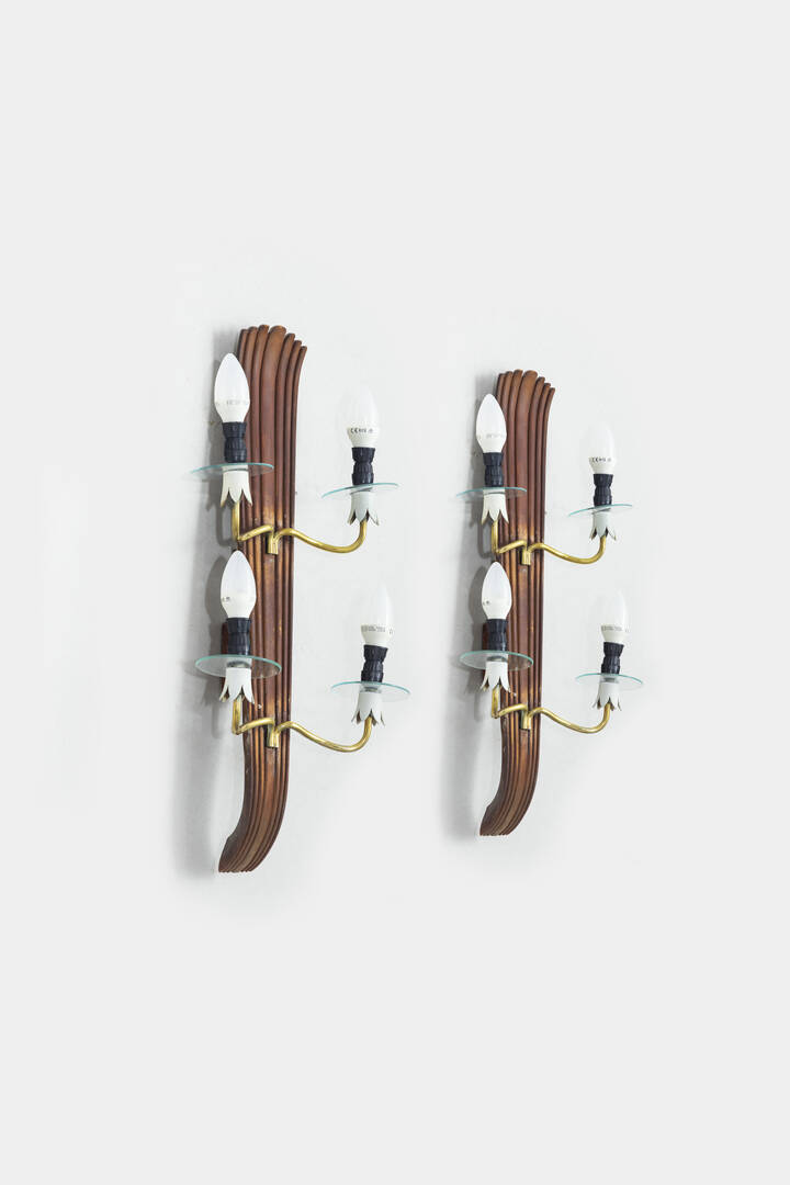 PRODUZIONE ITALIANA - Coppia di lampade a parete a quattro luci 