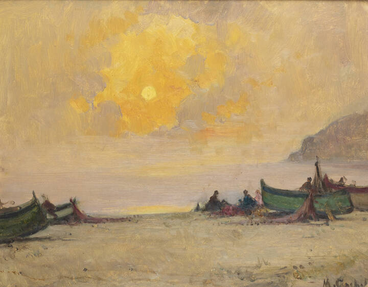 MARIO GACHET - 'Barche in riva al mare'