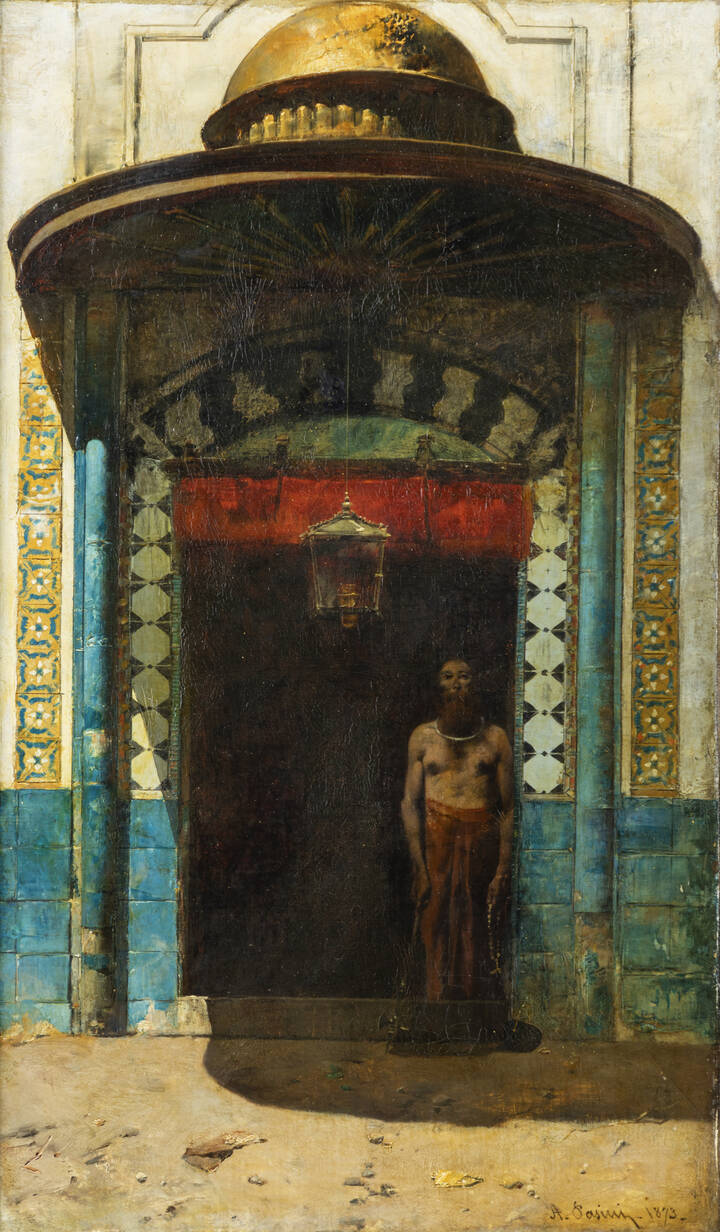 ALBERTO PASINI - 'À Constantinople, Santon à la porte d'une mosquée' 1873