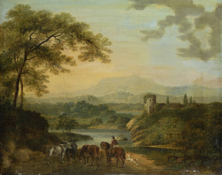 CHARLES TOWNE - 'Paesaggio lacustre con viandante'