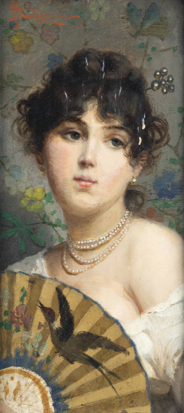 GIACOMO MANTEGAZZA - 'Ragazza con ventaglio' 