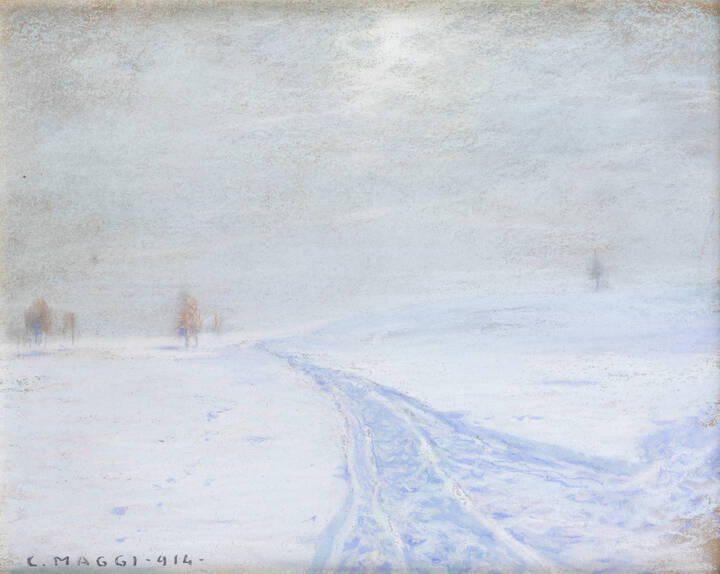 CESARE MAGGI - 'Paesaggio innevato' 1914