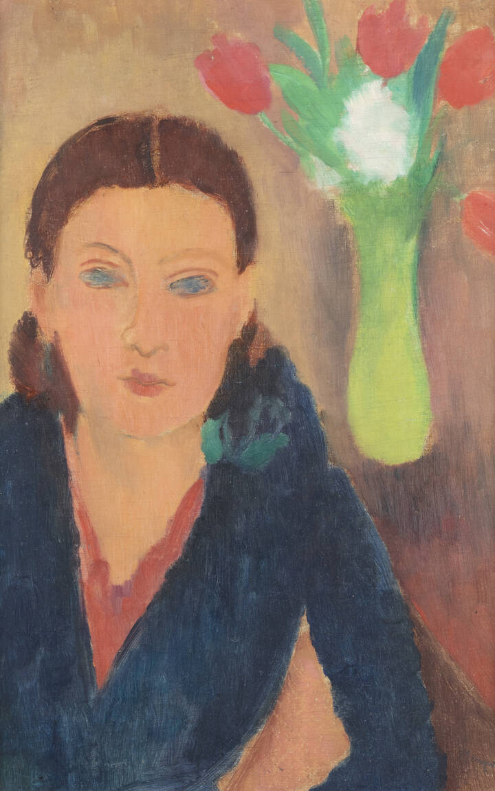 FRANCESCO MENZIO - 'Figura femminile con vaso di fiori' anni '30