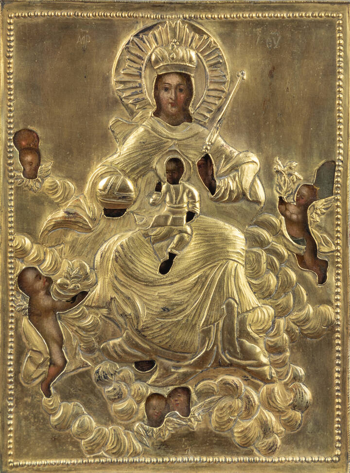 ICONA - 'Madonna con Bambino ed angeli' XIX secolo