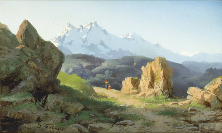 GIUSEPPE FALCHETTI - 'Stradina nei pressi dei monti' 1879