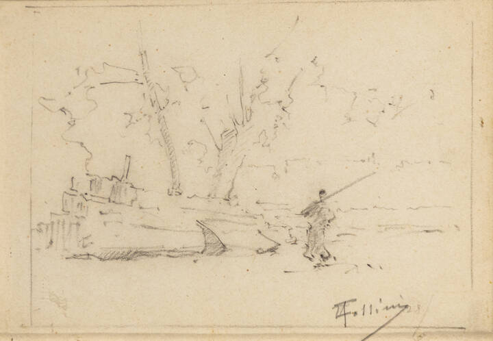 CARLO FOLLINI - 'Paesaggio con figura'