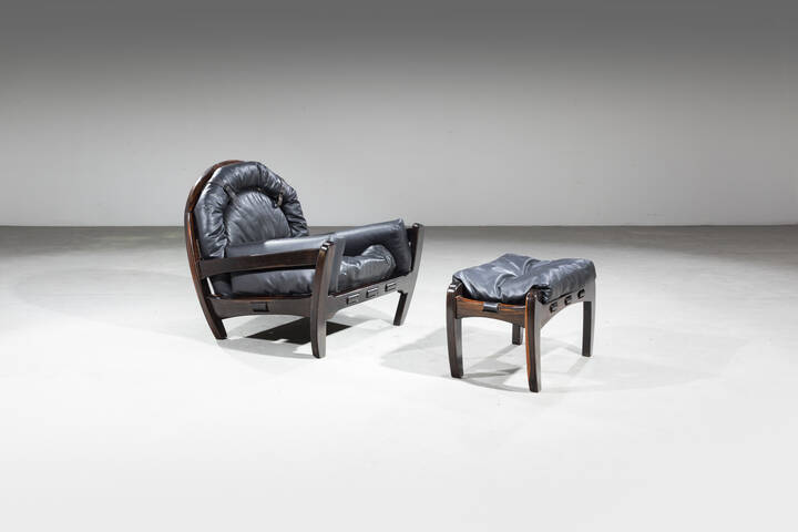 LUCIANO FRIGERIO - Poltrona con pouf mod. Rancero