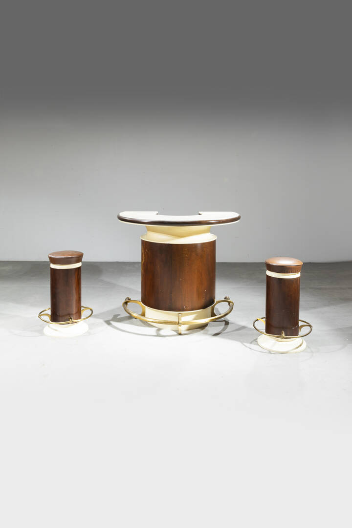 LUCIANO FRIGERIO - Mobile bar con sgabelli 