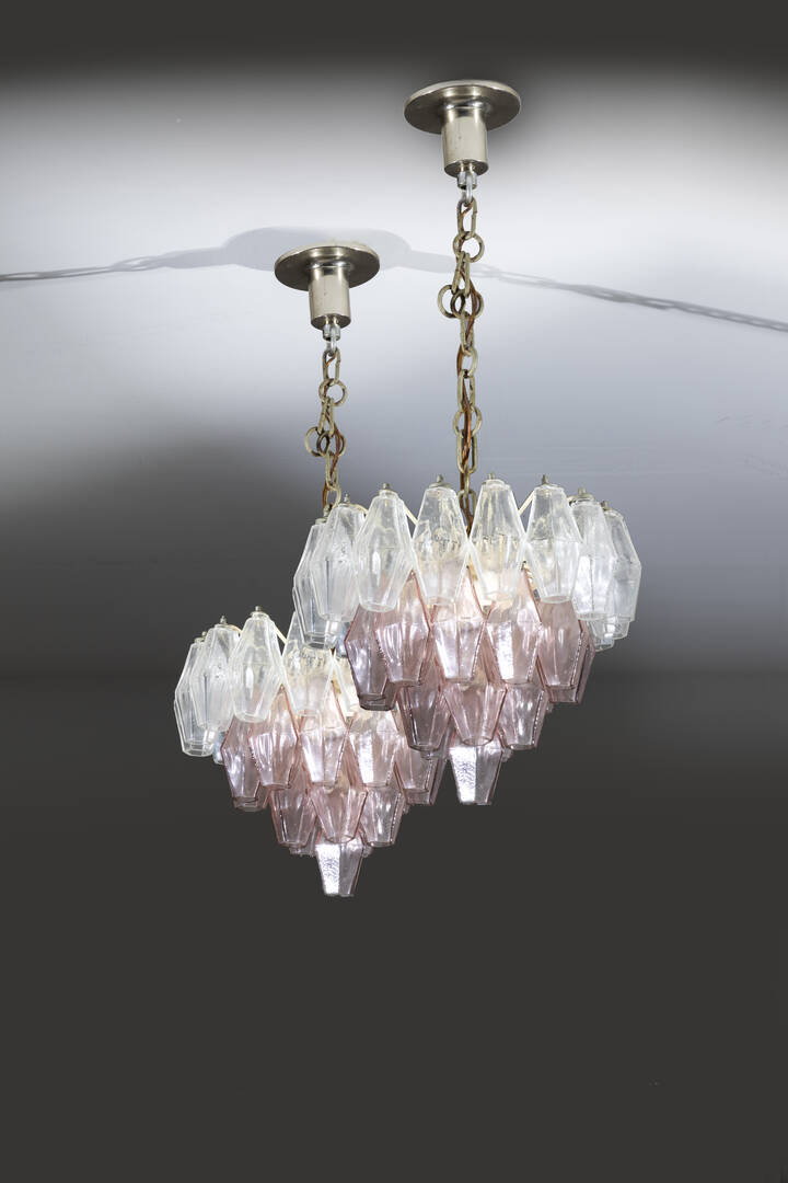 PAOLO VENINI - Coppia di lampadari mod. Poliedri