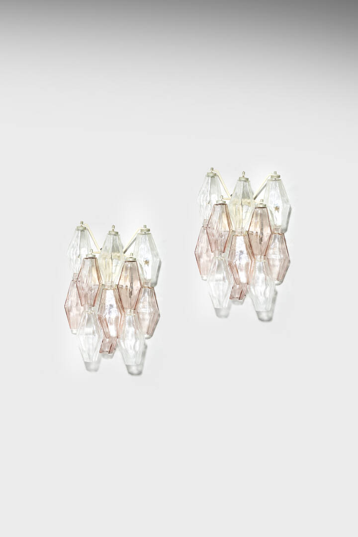 PAOLO VENINI - Coppia di appliques mod. Poliedri